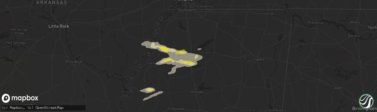 Hail map in Batesville, MS on August 20, 2018