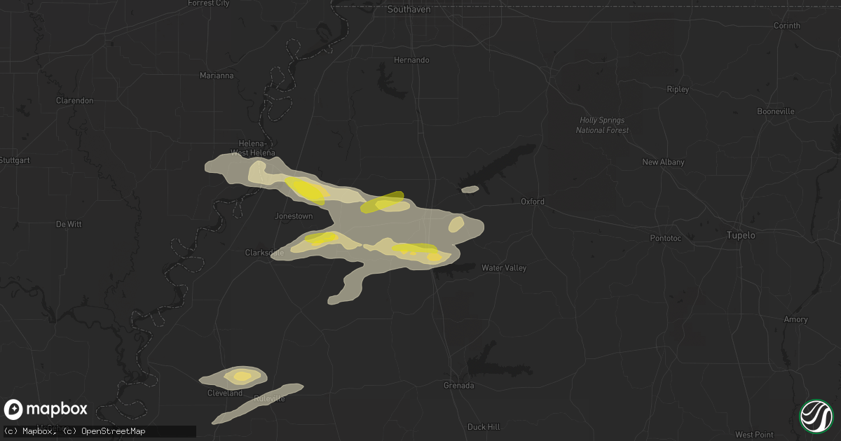 Hail map in Batesville, MS on August 20, 2018