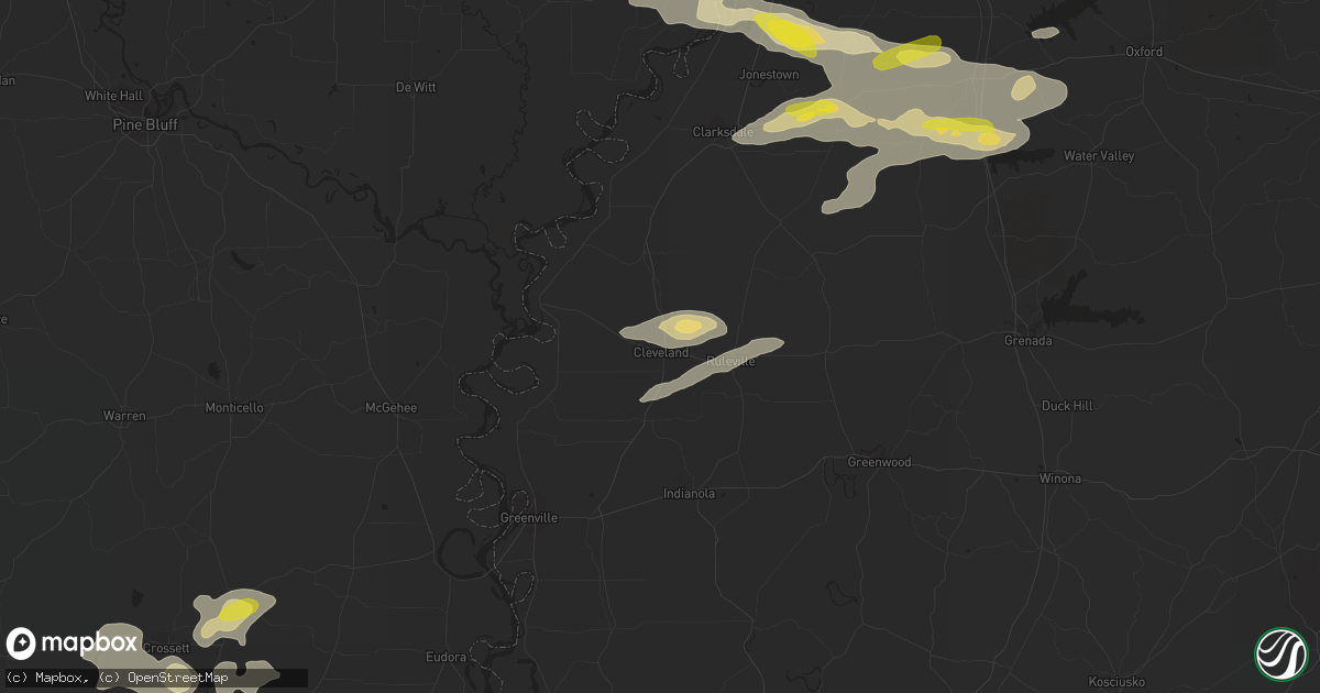 Hail map in Cleveland, MS on August 20, 2018