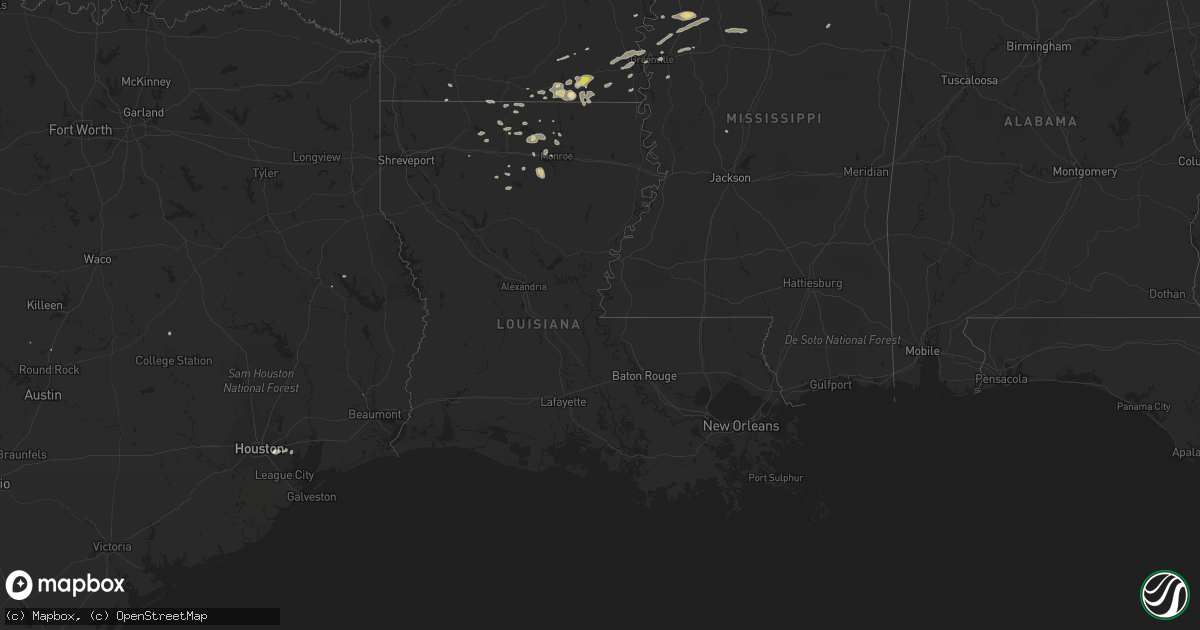 Hail map in Louisiana on August 20, 2018