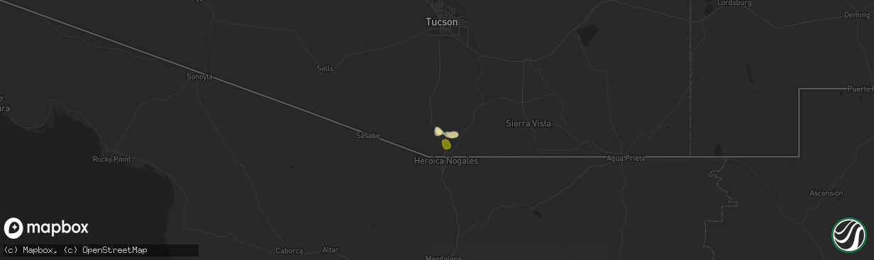 Hail map in Rio Rico, AZ on August 20, 2018