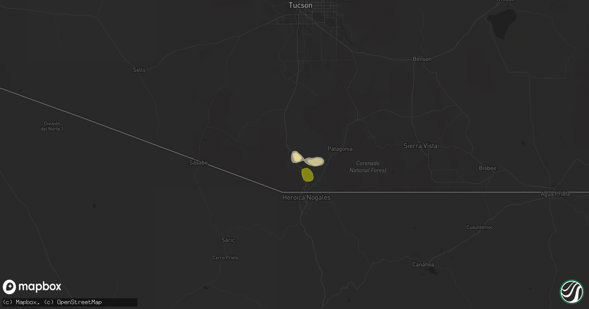 Hail map in Rio Rico, AZ on August 20, 2018