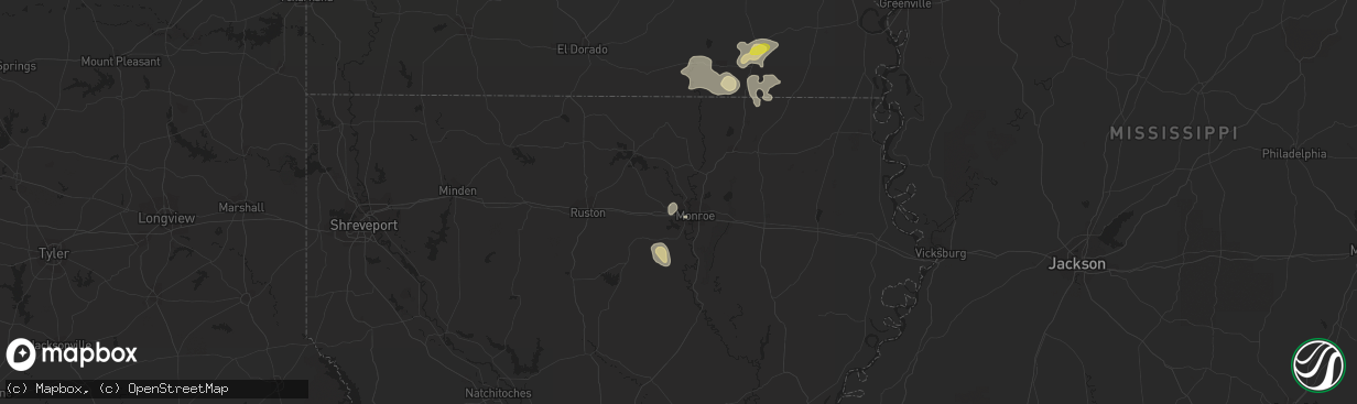 Hail map in West Monroe, LA on August 20, 2018