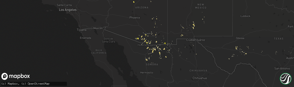 Hail map on August 20, 2018