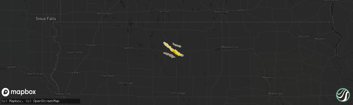 Hail map in Algona, IA on August 20, 2019