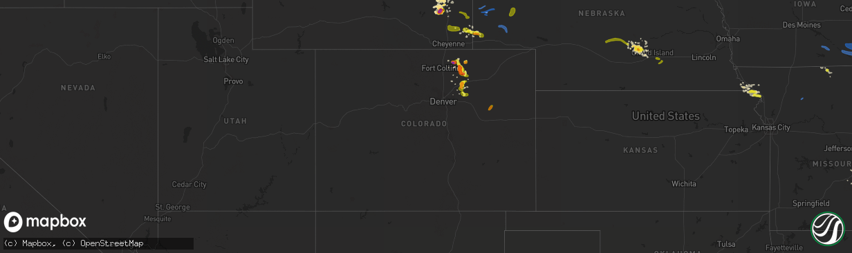 Hail map in Colorado on August 20, 2019