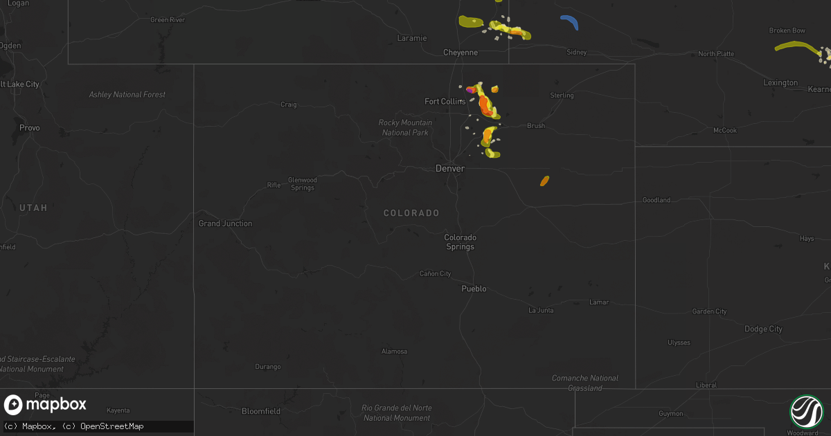 Hail map in Colorado on August 20, 2019