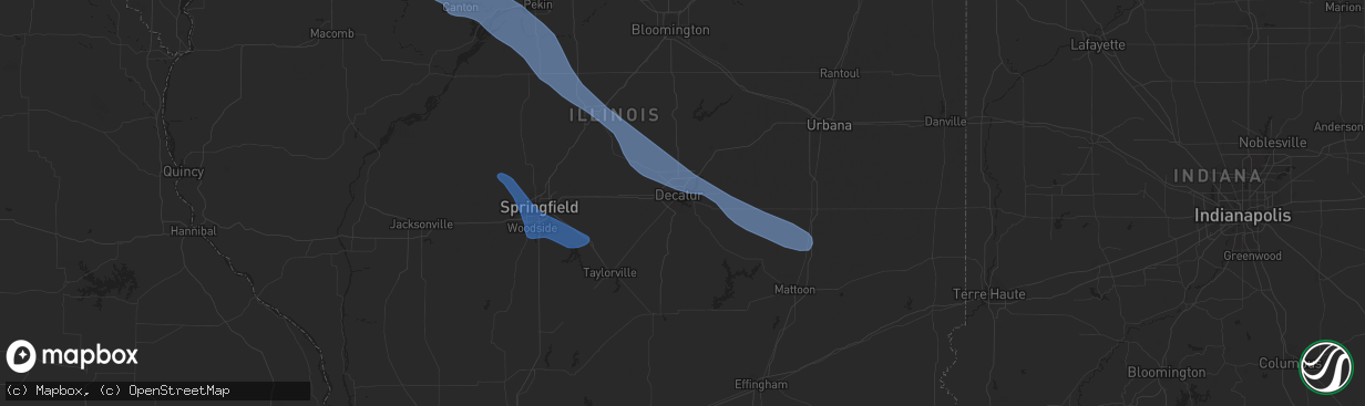 Hail map in Decatur, IL on August 20, 2019