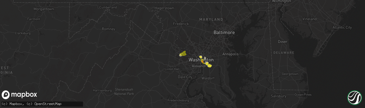 Hail map in Herndon, VA on August 20, 2019