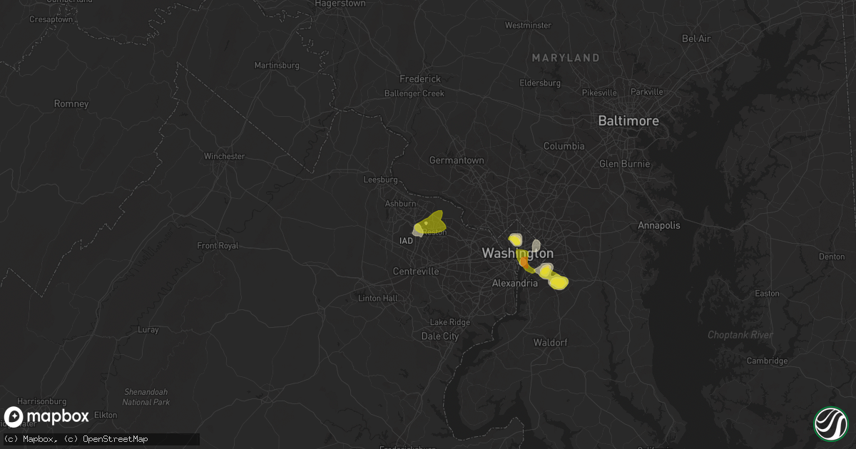 Hail map in Herndon, VA on August 20, 2019