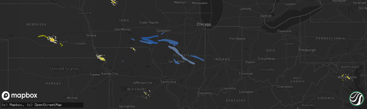 Hail map in Illinois on August 20, 2019