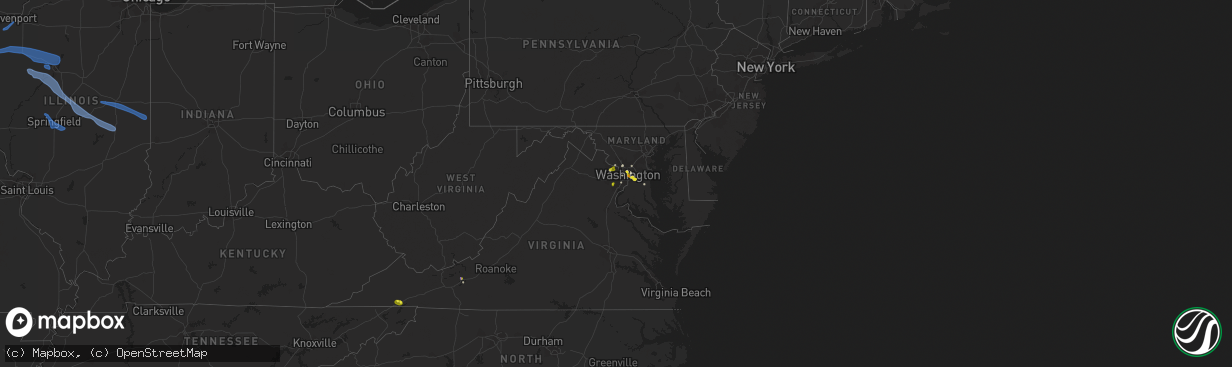 Hail map in Maryland on August 20, 2019