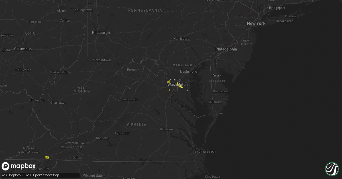 Hail map in Maryland on August 20, 2019