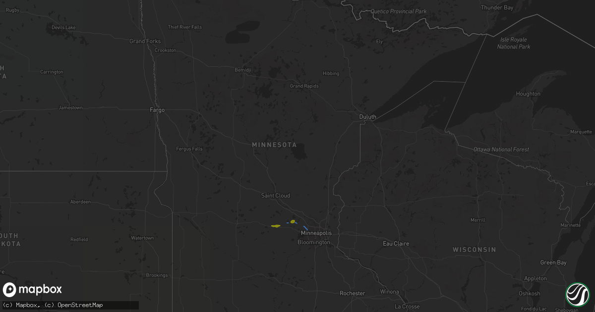 Hail map in Minnesota on August 20, 2019