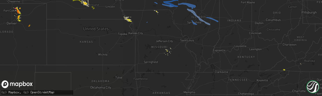 Hail map in Missouri on August 20, 2019