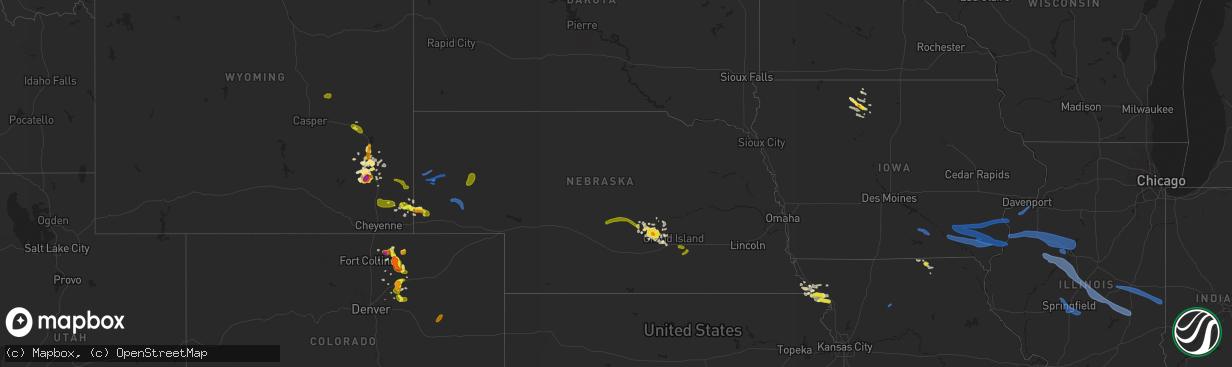 Hail map in Nebraska on August 20, 2019