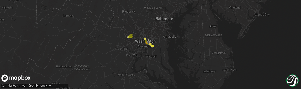 Hail map in Suitland, MD on August 20, 2019