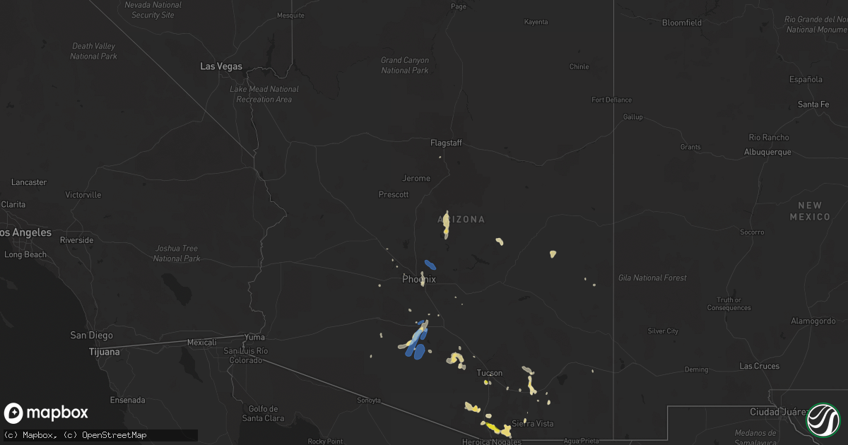 Hail map in Arizona on August 20, 2020