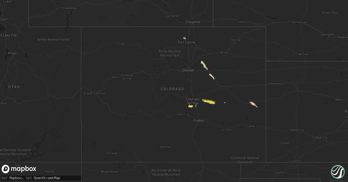 Hail map in Colorado on August 20, 2020