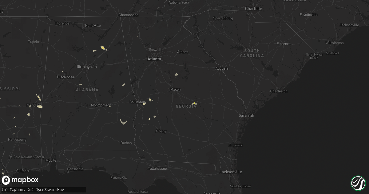 Hail map in Georgia on August 20, 2020