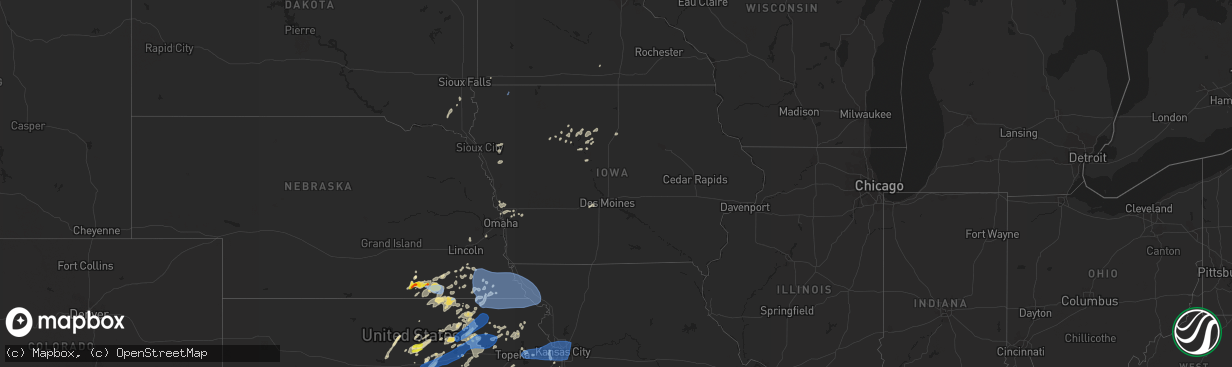 Hail map in Iowa on August 20, 2021