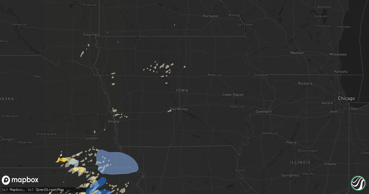 Hail map in Iowa on August 20, 2021