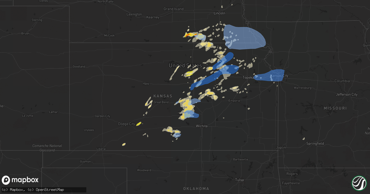 Hail map in Kansas on August 20, 2021