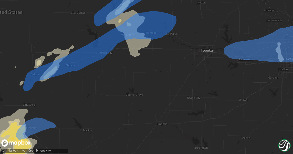 Hail map in Manhattan, KS on August 20, 2021