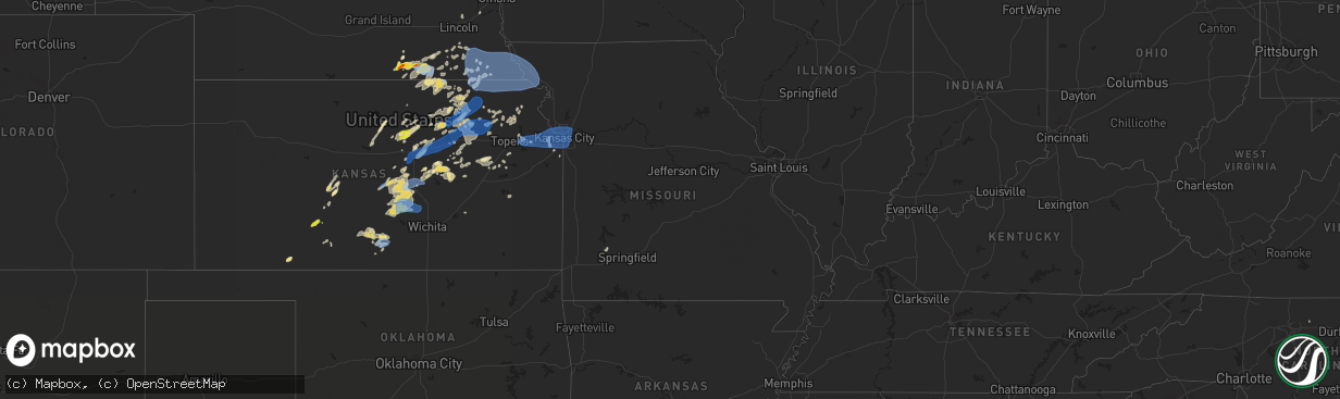 Hail map in Missouri on August 20, 2021