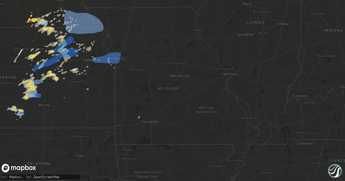 Hail map in Missouri on August 20, 2021