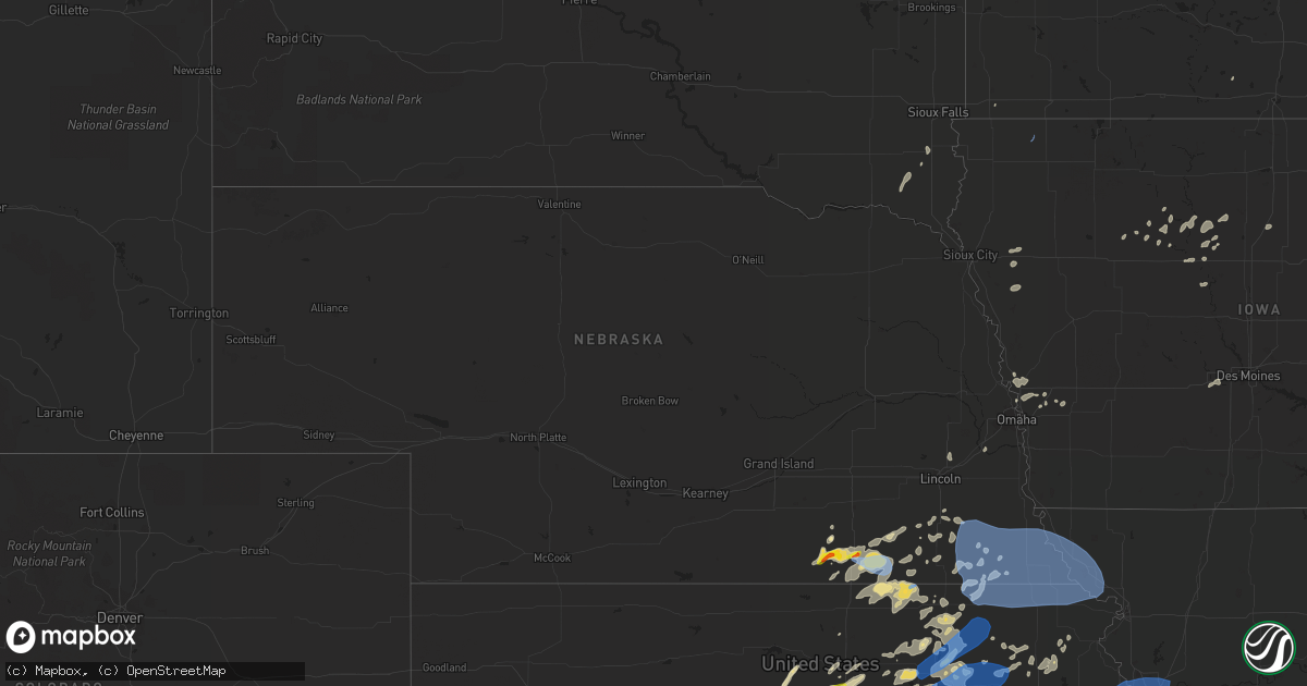 Hail map in Nebraska on August 20, 2021