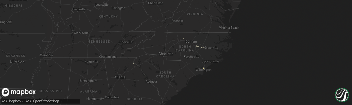 Hail map in North Carolina on August 20, 2021