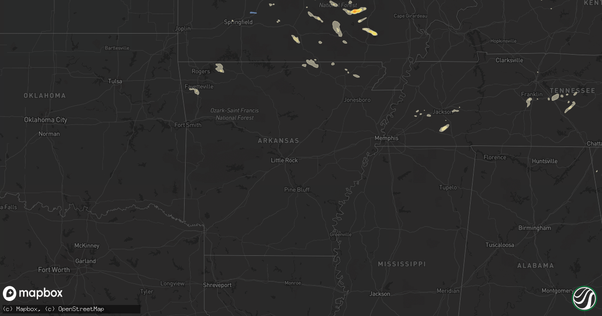 Hail map in Arkansas on August 20, 2022