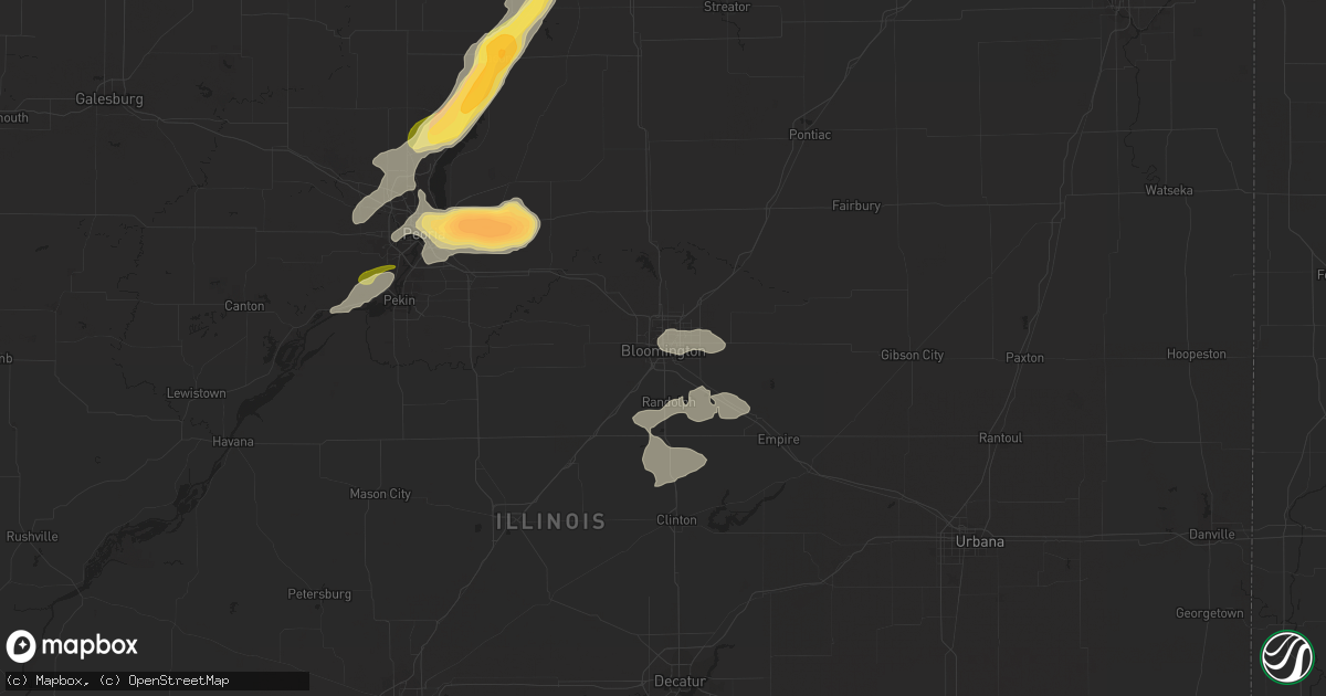 Hail map in Bloomington, IL on August 20, 2022