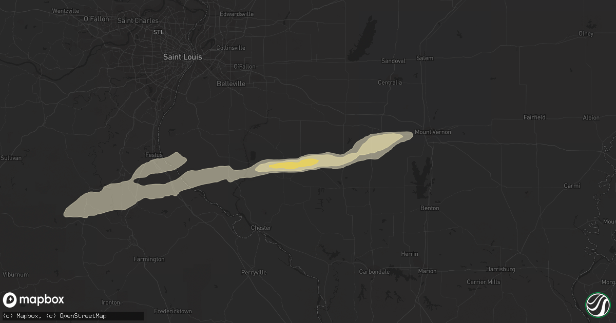 Hail map in Coulterville, IL on August 20, 2022