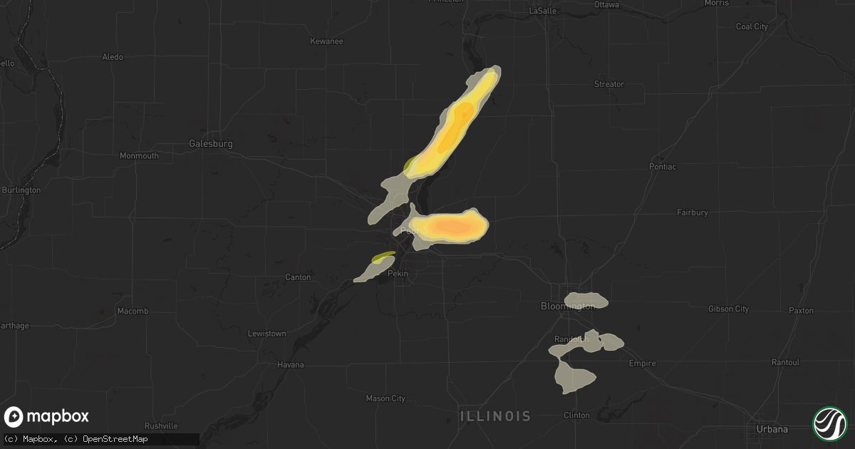 Hail map in East Peoria, IL on August 20, 2022