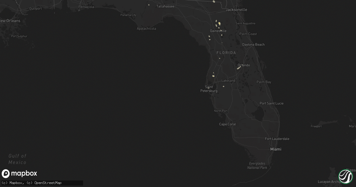 Hail map in Florida on August 20, 2022