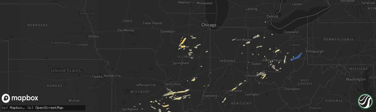 Hail map in Illinois on August 20, 2022