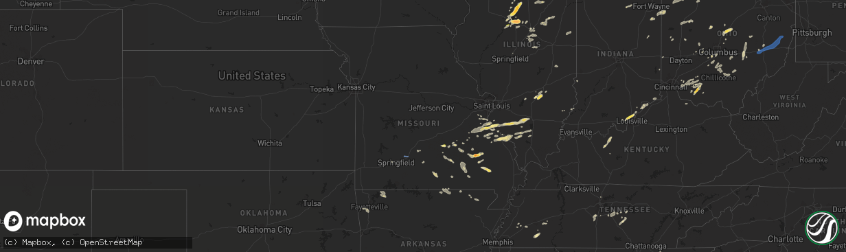 Hail map in Missouri on August 20, 2022