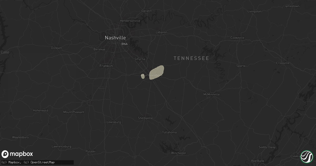Hail map in Murfreesboro, TN on August 20, 2022