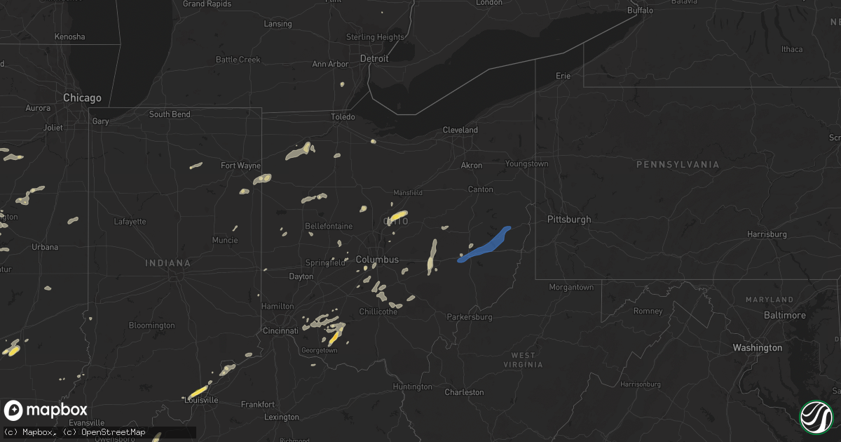 Hail map in Ohio on August 20, 2022