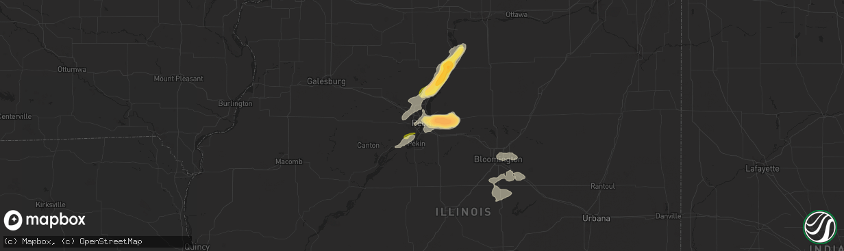 Hail map in Peoria, IL on August 20, 2022