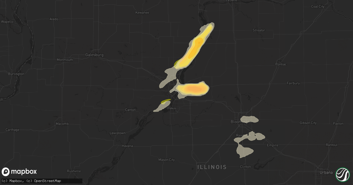 Hail map in Peoria, IL on August 20, 2022
