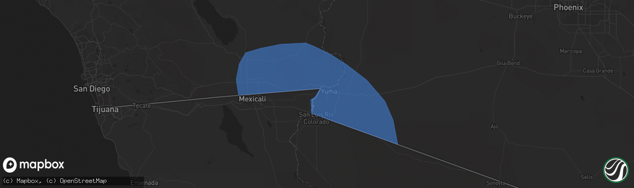 Hail map in Somerton, AZ on August 20, 2023