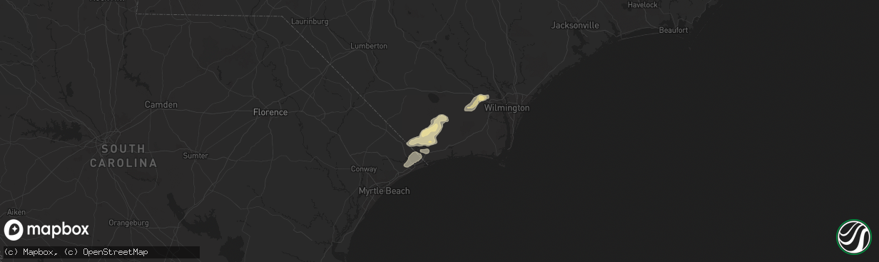 Hail map in Ash, NC on August 20, 2024