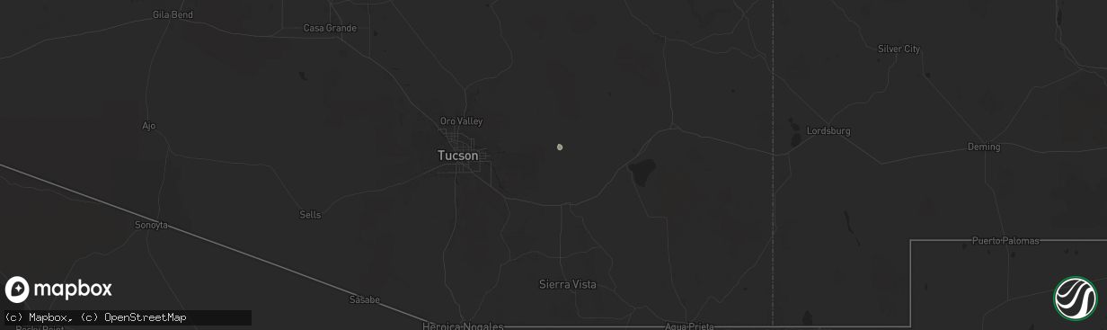 Hail map in Benson, AZ on August 20, 2024