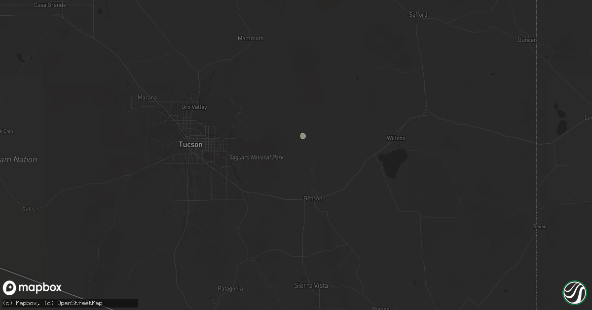 Hail map in Benson, AZ on August 20, 2024