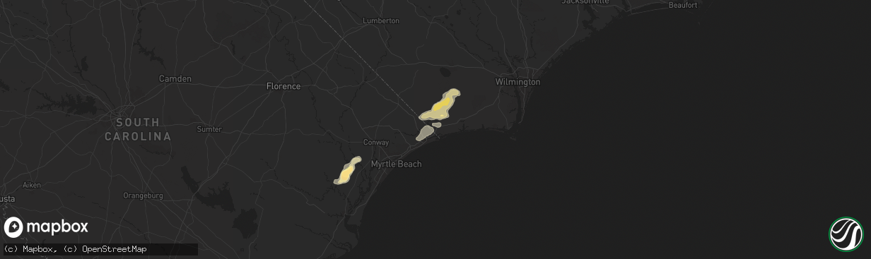 Hail map in Calabash, NC on August 20, 2024