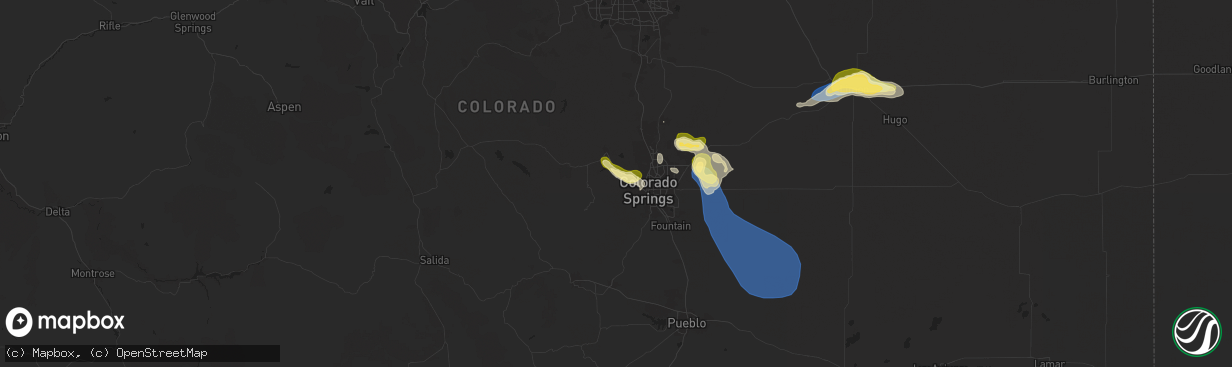 Hail map in Cascade, CO on August 20, 2024