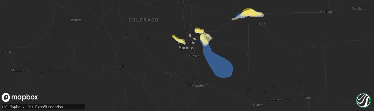 Hail map in Colorado Springs, CO on August 20, 2024